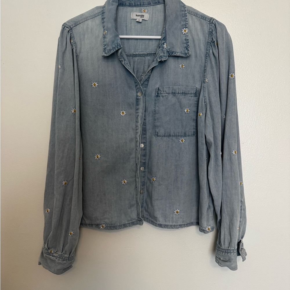 Kenzie Denim Blue Embroidered Blouse